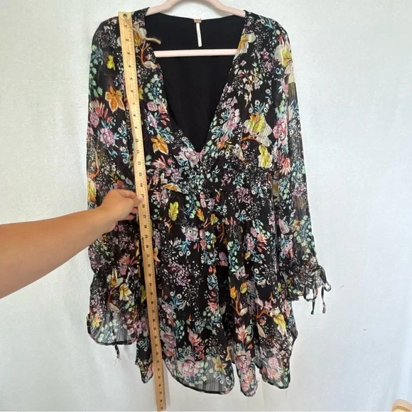 Free People Floral Long Sleeve Dress - Black and Multicolor - Picture 6 of 6